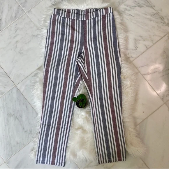 Free People vertical stripe linen ankle pants sz 0 - Picture 3 of 7